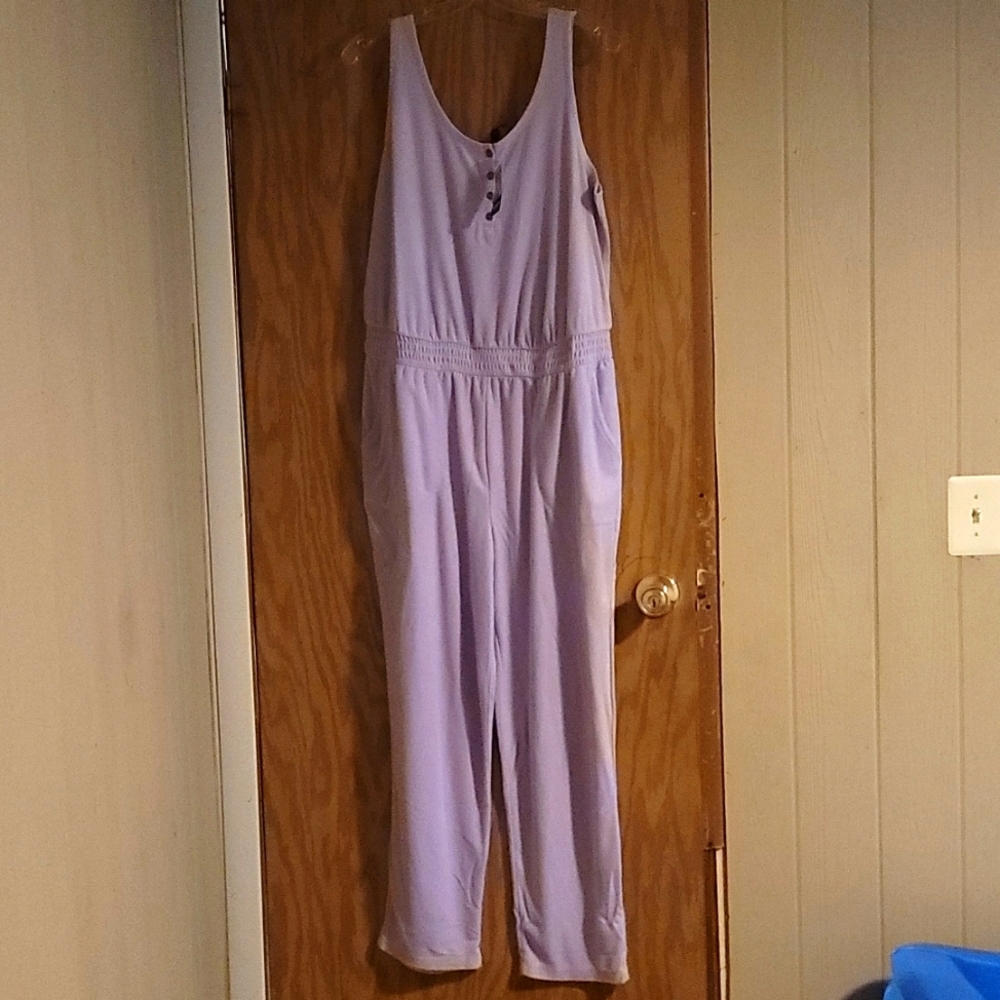 TORRID PLUS SIZE HENLEY JUMPSUIT COVER UP: TERRY: LILAC: NWT: SZ 1